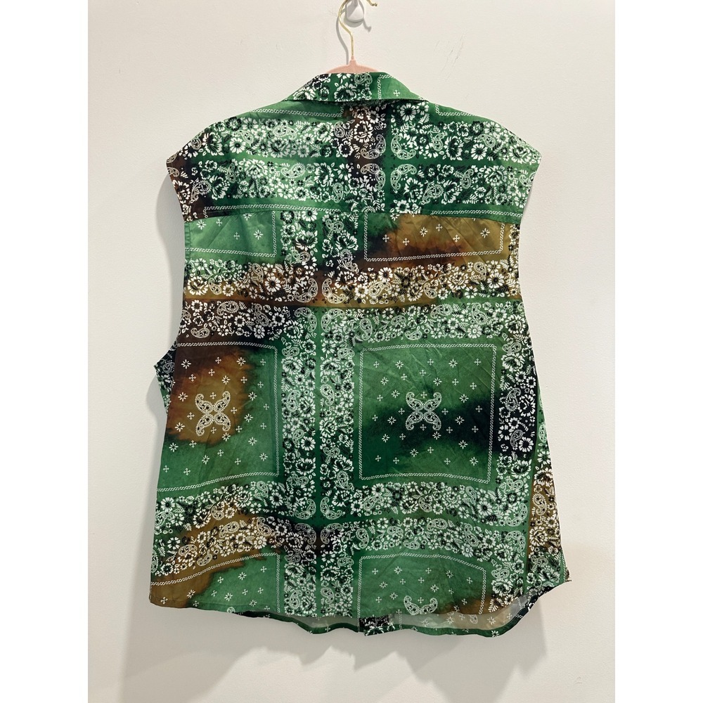 Zara Mens Bandana Print Set Green Paisley Sleeveless Shirt Swim Shorts Large NEW - Picture 11 of 15